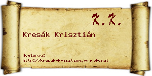 Kresák Krisztián névjegykártya